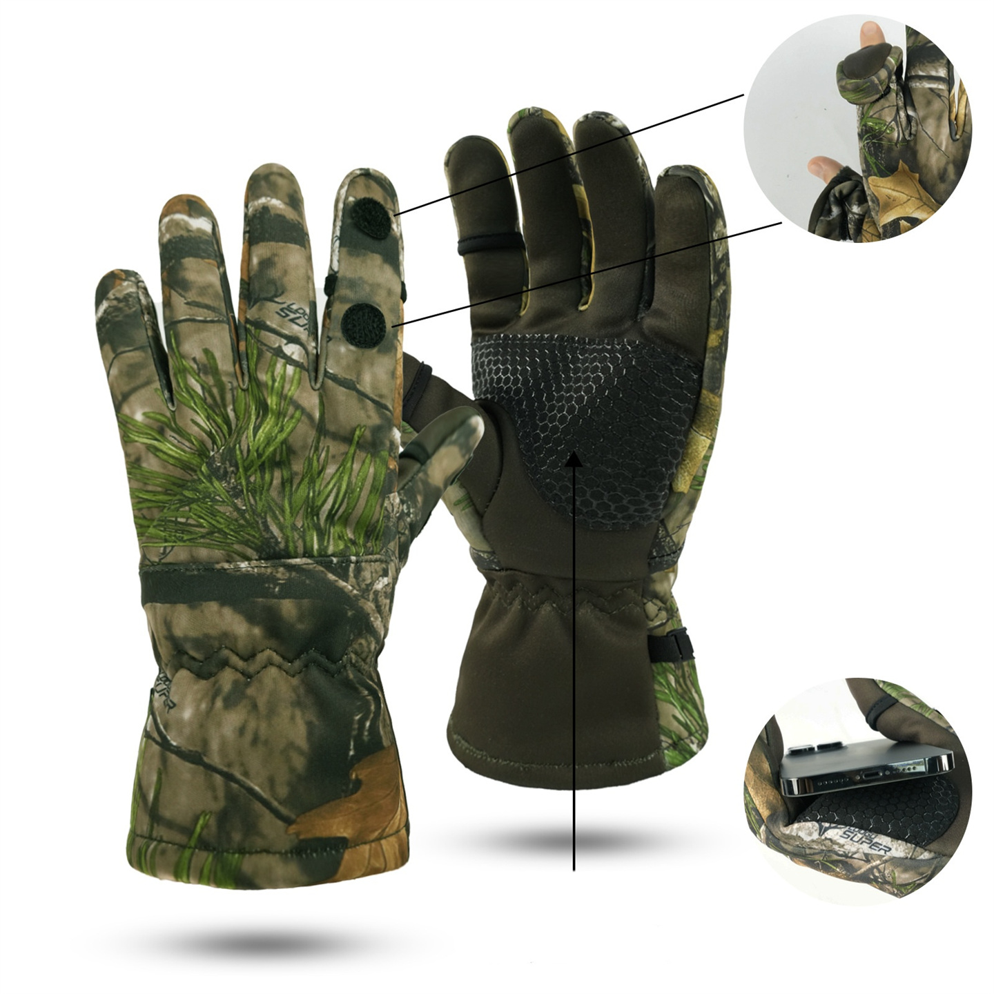 Guantes de camuflaje de caza b - Outdoor Hunting Fleece reseña y precio
